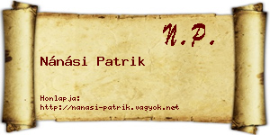 Nánási Patrik névjegykártya